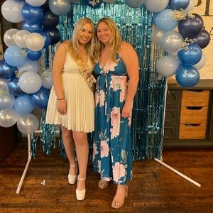 Blue maxi dress with florals